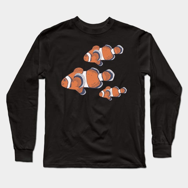 Clownfish - Underwater Creature - Clown Sea Animal Long Sleeve T-Shirt by DeWinnes